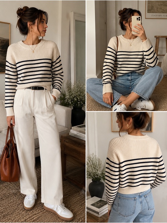 Wilfred Sweaters - 🖤 Wilfred Wool Blend Striped Cropped Sweater — Tagged M (Fits XS/S)